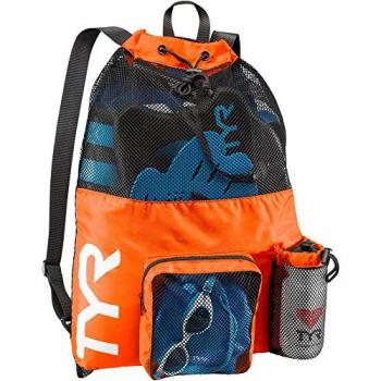 Mochila TYR Big Mesh Mummy 40L unisex para adultos en color naranja y azul
