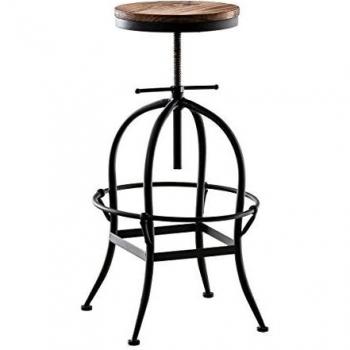 Taburete de bar industrial regulable en metal negro CLP Strong