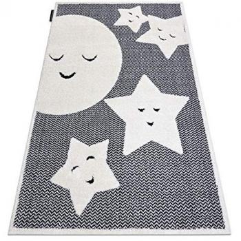 Alfombra Infantil Moderna Joy Luna Zorro - Estructura de Dos Niveles en Vellón Gris/Crema 120x170 cm
