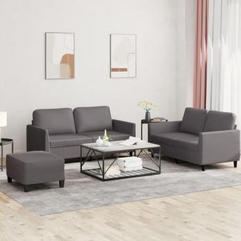 Juego de sofás con cojines 3 piezas cuero sintético gris Vidaxl 384022