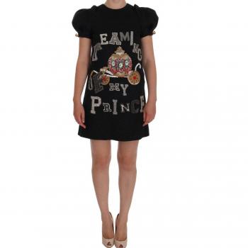 Dolce & Gabbana Gray Crystal Dreaming of My Prince Dress - IT36 | XS, Short Dresses, female, Gray, Size: 3XS Grey Wool Crystal Embellished Dress