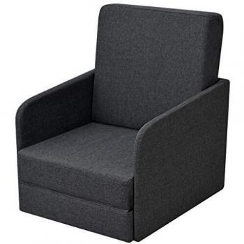 vidaXL Sillón convertible en cama tela 59,5x72x72,5 cm gris oscuro