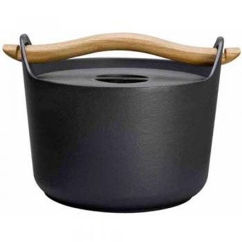 Iittala Sarpaneva 3L Cast Iron Casserole with Lid and Wooden Handle