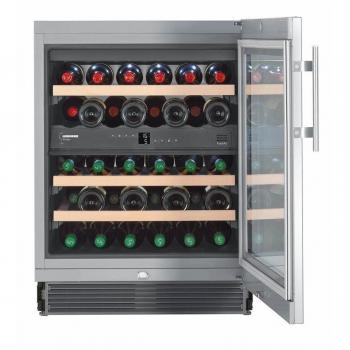 Liebherr WTes 1672 Vinoteca Independiente de Acero Inoxidable con Capacidad para 34 Botellas, Dos Zonas de Temperatura, Sistema de Frío Ventilado, Clase Energética G, Dimensiones