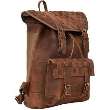 Gusti Leder studio Nate Mochila Vintage de Cuero Portátil 17 Uso diario Acampada Excursión Tiempo libre Estilo Retro Unisex Mujer Hombre Piel de Búfalo Elegante Espaciosa Útil Marrón 2M20-26-3