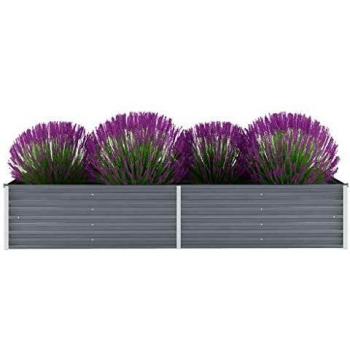 vidaXL Arriate de Jardín de Acero Galvanizado 240x80x45cm Gris Florero Patio