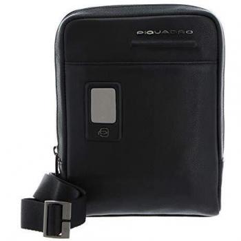 Piquadro Elegant Black Leather Shoulder Bag - Messenger Bags, Male, Black, Size: ONE SIZE, Adjustable Strap