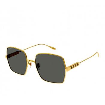Gucci Metallic Sunglasses for Women, Yellow, Size: 57 MM, Unisex, Metallic Square Frame with Iconic Lettering
