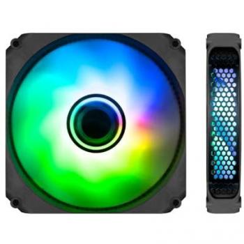 Ventilador PC CoolBox Infinity 120mm, Ultrasilencioso, ARGB Efecto Túnel de Colores, 1000 RPM, 46.27 CFM - Negro
