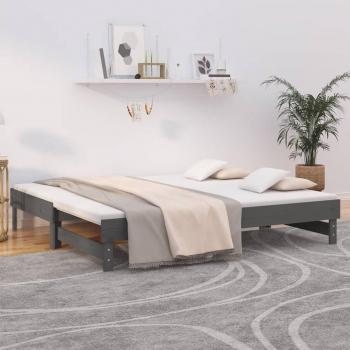 Sofá cama extraíble de madera maciza de pino gris 2x(75x190) cm Vidaxl