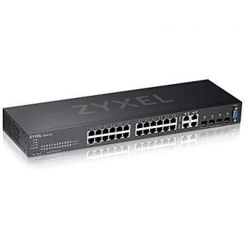 Zyxel Nebula Conmutador gestionado de capa 2 Gigabit Ethernet de 24 puertos: diseño sin ventilador con 4 puertos combinados Gigabit y modo de Nube híbrida