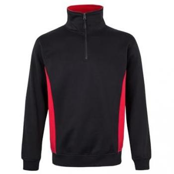 Sudadera Bicolor con Media Cremallera Negra y Roja Talla M