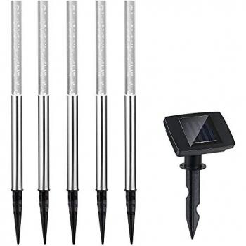 Juego de 5 lámparas solares LED blancas con sensor automático, 48cm, IP44, acero inoxidable