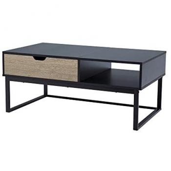 Teamson Home Bryson Lift-Top Coffee Table with Storage, Brown/Black, Modern Rectangular Design