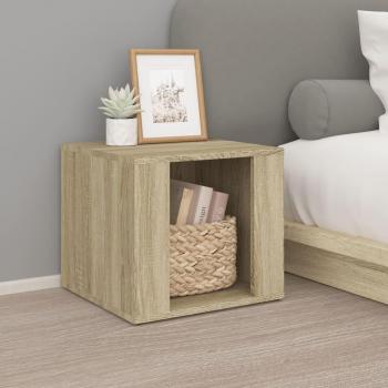 Mesita de noche madera contrachapada 41x40x36 cm en Blanco, Negro y Roble Sonoma, ideal para dormitorio, salón o estudio, también como mesa auxiliar