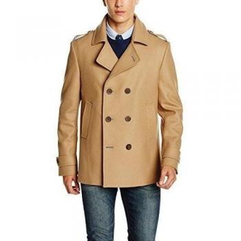 ELGANSO Chaquetón Cruzado Paño, Abrigo para Hombre, Beige, 48