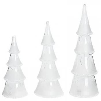 Set de 3 Árboles de Navidad Decorativos Blancos con Iluminación LED - Figuras Festivas para la Temporada Navideña