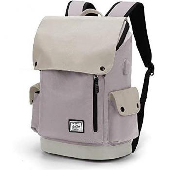 WindTook Mochila Mujer Mochilas Escolares Mujer de 15.4 Pulgadas para Niñas Impermeable Mochila Universidad Elegante Multiusos para Viajes/Colegio/Trabajo Rosa y Caqui