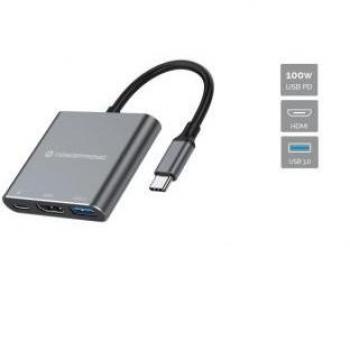 Conceptronic DONN18G Adaptador USB-C 3-en-1 con HDMI, USB-A 3.0, y USB-C PD 100W
