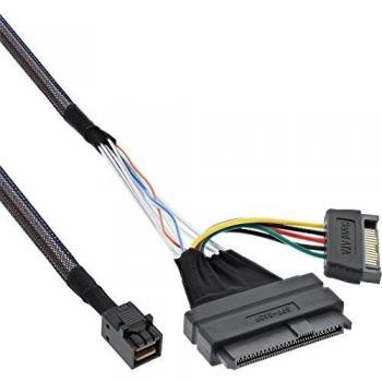 Cable de Conexión U.2 para SSD, SFF-8639 a SFF-8643 + Alimentación, 0,5m