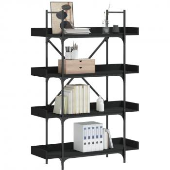Librería de madera multicapa negra de 4 estantes, dimensiones 100x33x145,5 cm