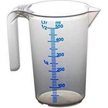 Jarra medidora transparente de 500 ml con asa abierta y apilable Hünersdorff