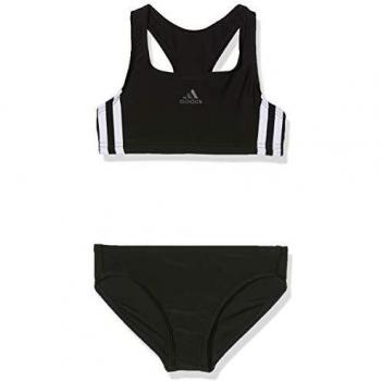 Bikini de niña Adidas Fit 2 piezas negro con 3 bandas, talla 9-10 años