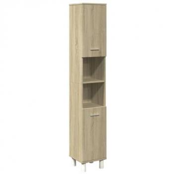 Armario de baño madera ingeniería roble Sonoma 30,5x30x179 cm, Armario de Almacenamiento de baño, Unidad de Almacenamiento de baño, Mueble de baño de Piso, color Marrón