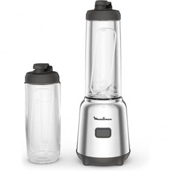 Moulinex Mix & Move LM15FD Batidora Individual 300W 4 Cuchillas con 2 Recipientes Portátiles de 600ml Plateado