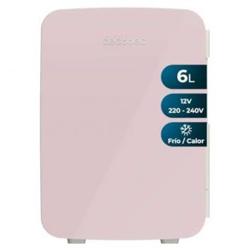 Nevera Mini Cecotec Bolero 6L Bahamas Rosa - Compatible con Coches y Caravanas, Función Frío y Calor, Temperatura Regulable de 5 ºC a 65 ºC