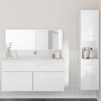 Juego de muebles de baño 3 piezas blanco brillo madera contrachapada multicapa