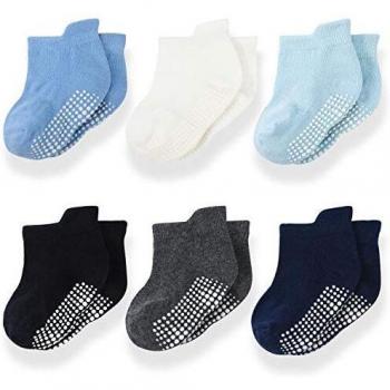 Momcozy Calcetines Bebe Calcetines Antideslizantes Niño Calcetines Niña Calcetines Casa Calcetines Niños Calcetines Cortos Calcetines Tobilleros para Niños de 12 a 36 Meses 6 Pares