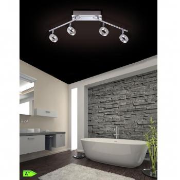 Luz de Techo LED SILEDA 4 Focos, Aluminio Mate, 6.4W cada uno, Calidez 3000K, IP44