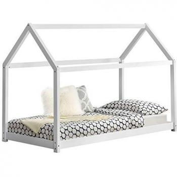Cama Infantil de Madera de Pino en Forma de Casa - 80 x 160 cm - Blanca