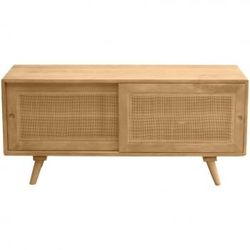 Mueble TV de madera maciza de mango y caña de ratán 110 cm ACANGE