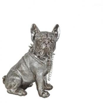 Figura Decorativa Romimex Plateado Resina Perro 24 x 29 x 17 cm