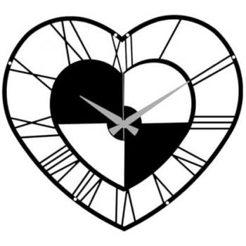 Reloj de Pared Corazón de Metal Negro 50x0,15x45 cm - Epikasa