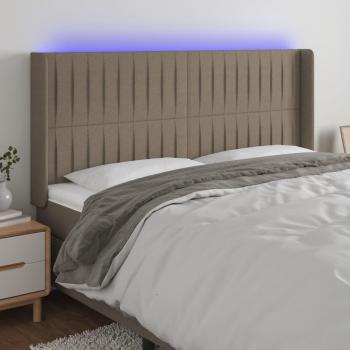 Cabecero Led Tortorera 203x16x111/128 cm Tela Gris Taupe