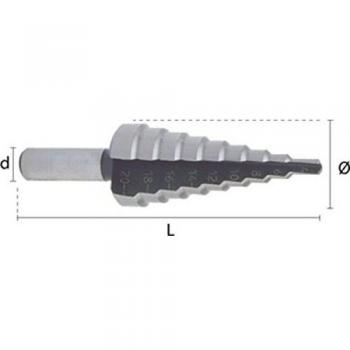 Hepyc 51050041201 - Broca escalonada y avellanadora para taladrado, Ø4.00-12.00x1mm, L 69mm