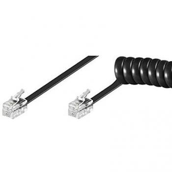 Wentronic 50270, Cable de repuesto para teléfonos de escritorio Snom 3xx con 2 conectores de tipo RJ-10, Negro