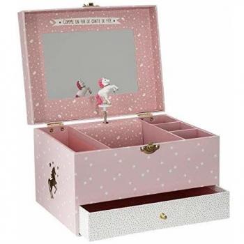 Caja Musical de Joyería Unicornio 14 cm Rosa con Espejo - Atmosphera