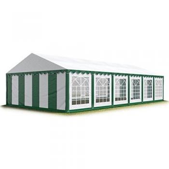 Carpa para fiestas TOOLPORT 6x12 m, lona PVC 700 N, impermeable, verde-blanco