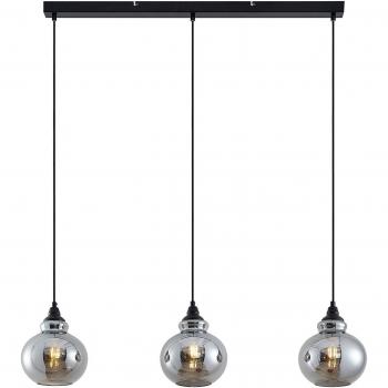 Lámpara colgante Temari de Lindby, vintage, 3 luces, gris, metal y vidrio, E27, para salón y comedor