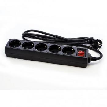 Regleta Phoenix PHPOWERSTRIP5 5 Tomas Enchufe Europeo Tipo Schuko Cable 1.8 Metros Interruptor IP20 Toma de Tierra Protección Negro