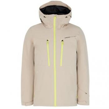 Protest Chaqueta de esquí para hombre PRTTimothy, color beige claro y amarillo, con capucha, talla L