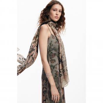 Desigual FOU TAPESTRY RECTANGLE Women's Scarf in Beige, Tapestry Scarf and Gloves Collection, Multicolor female, Size: ONE SIZE