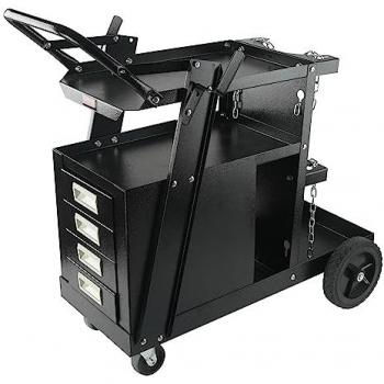VEVOR Mobile Welding Cart - 2-Tier, 4 Drawer, 265 lbs Capacity, 360° Swivel Wheels for TIG MIG ARC