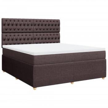 Cama box spring suave con colchón de tela marrón oscuro 180x200 cm