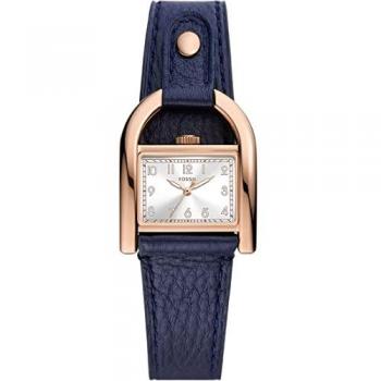 Reloj para Mujer Fossil Harwell ES5266 - Diseño Elegante, Movimiento de Cuarzo, Correa de Acero o Piel, Color Azul y Tono Oro Rosa, Diámetro de 28MM