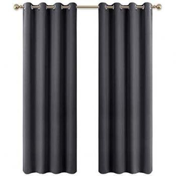 PONY DANCE Cortinas Grises Opacas Largas - Cortinas con Ojales de Ventanas Decór Casa Salon Dormitorio Oficina Cocina Comedor/Telas Termicas Aislantes Reduccion Ruido, 2 Uds, 117 x 228 cm